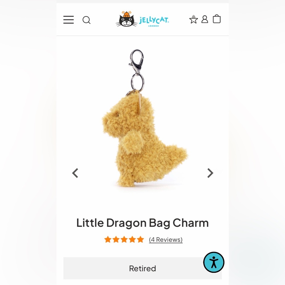Jellycat Little Dragon Bag Charm - RETIRED - Picture 2 of 7